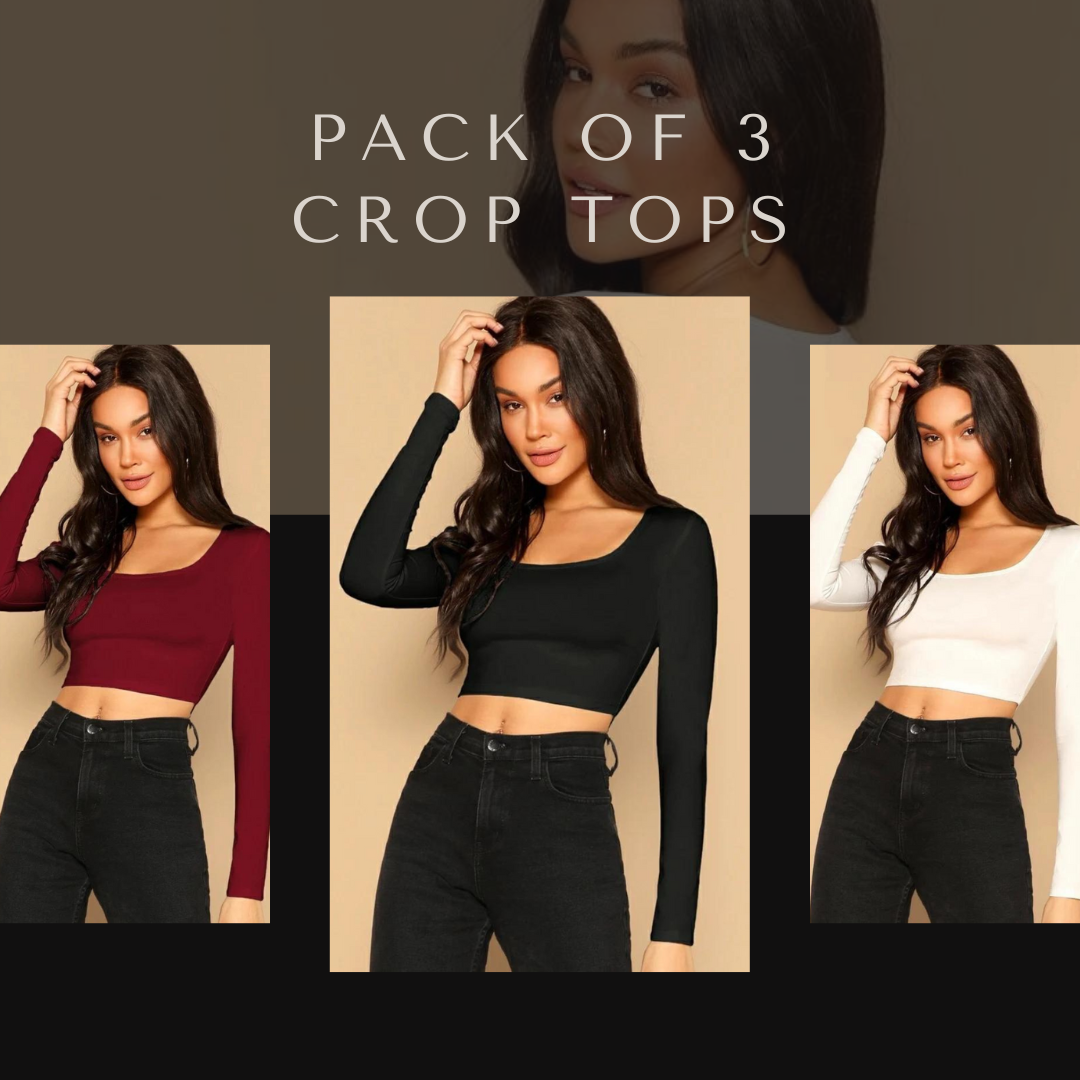 Pack of 3 Cotton Slim Fitted Crop Top