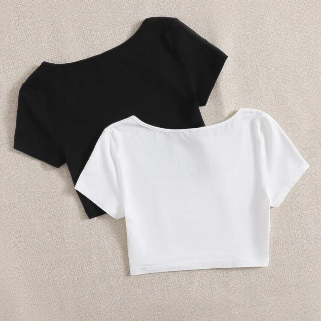 Pack Of 2 Cotton Fitted Crop Top